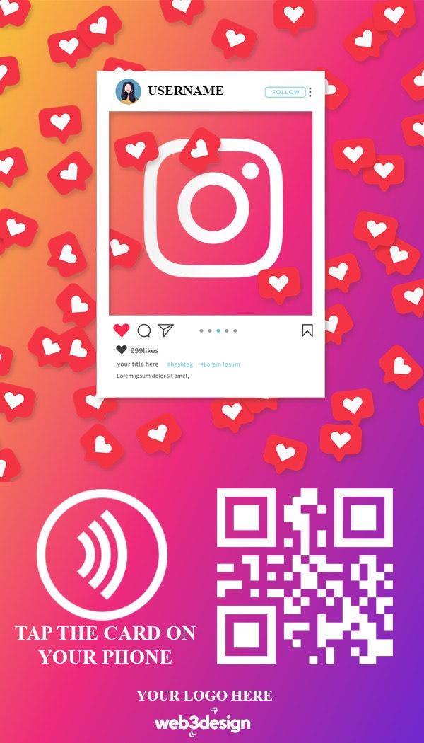 Custom NFC Instagram Tap Card: Social Media Business Card