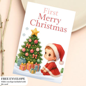 First Christmas Card for niece | Marry Xmas Card | Sheep Card | Personalised Card | For both of you | Santa card