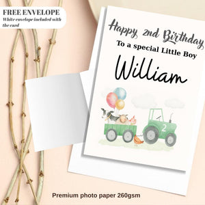 Personalised 2nd Birthday Card For Boy, Son 2nd Birthday Card, Animal Second Birthday Gift For Little Boy, 2nd Birthday Gift, Nephew