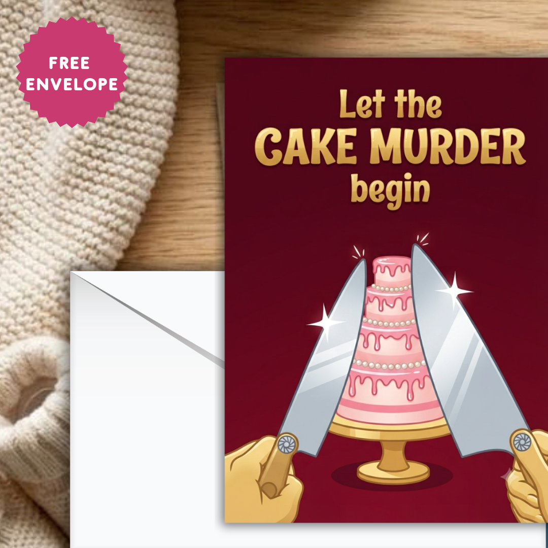 Happy Birthday Card, Cake Card, Funny Birthday Greeting Cards, Unique Cake Murder Birthday Gift, Quirky Stationery