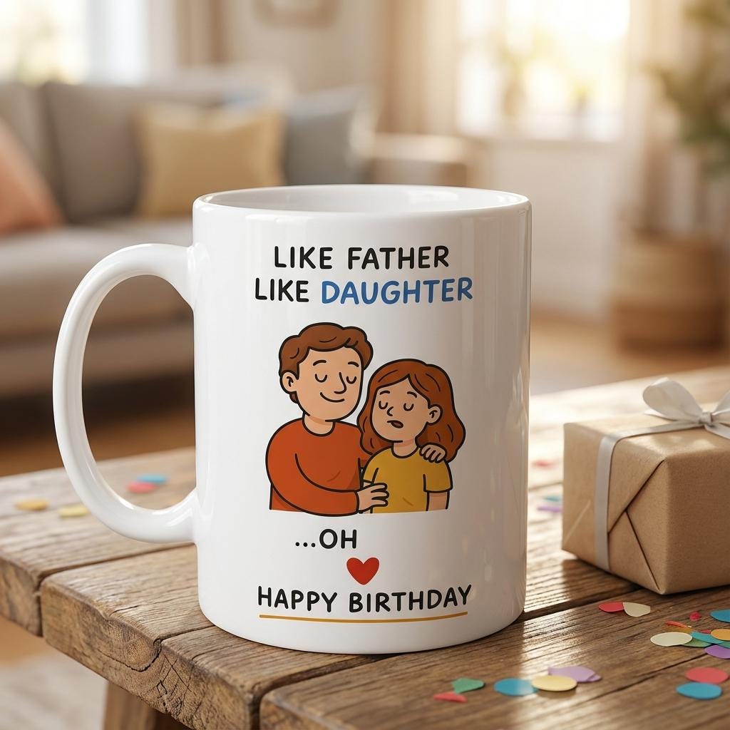 Funny Dad Birthday Gift Mug Like Father Like Daughter Mug, Oh Shit Funny Mug, Dad Gift from Daughter, Happy Birthday Dad Cup, Father Mug