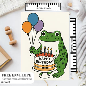 Frog Birthday Card For Her or him, greeting card with from, friend frog, bday card frog, frog wishes happy birthday card