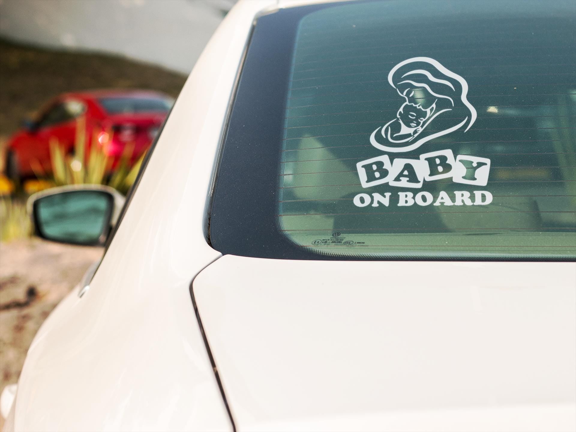 Mom Holding Baby Car Decal: Heartwarming Baby on Board Sticker