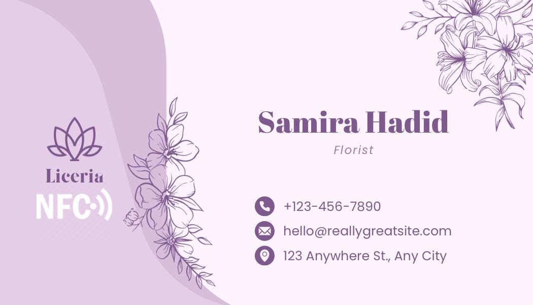 Business Card Floral : Elegant business card with Digital Contact, No App Needed