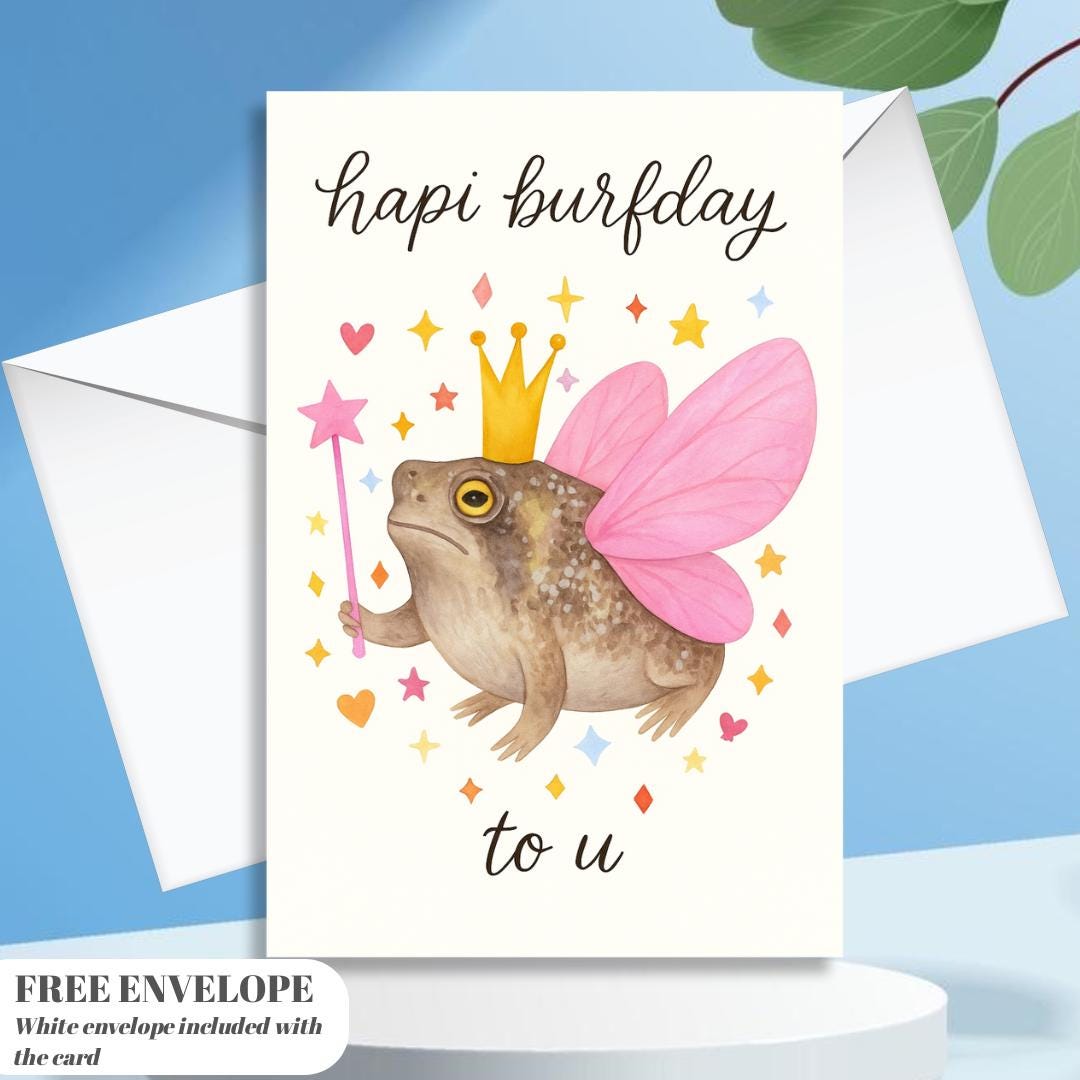 Grumpy Frog Birthday Card - Frog Lover Birthday Greeting Card Birthday Card For Her or him, greeting card with from, friend frog