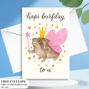 Grumpy Frog Birthday Card - Frog Lover Birthday Greeting Card Birthday Card For Her or him, greeting card with from, friend frog