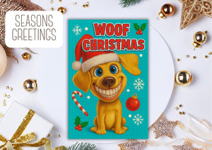 Dog meme Christmas Card  - Funny dog lover xmas  Cards For dog Lovers - dog wishes woof Christmas to you, meme dog mums postcard