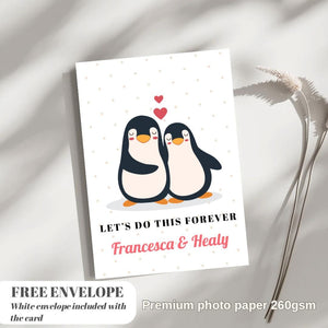 Penguin Love Card Personalised Card Greeting Card for him and her card greeting card birthday gift penguin card boyfriend valentines card
