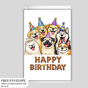 Funny Dog Birthday Greeting Card A5 – Meme Dogs Party Card, Happy Birthday Card for Dog Lovers
