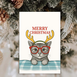 Funny Cat Lovers Christmas Card - Christmas Cat funny - Funny Xmas Cards For Cat Lovers - Cat on blanket , cat mums Funny