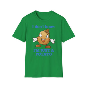 Potato Shirt, Funny Potato Lover Gifts, I Don't Know I'm Just a Potato, Cute Spud Tshirt, Cartoon Potato Meme T Shirt, Humorous Vegetable