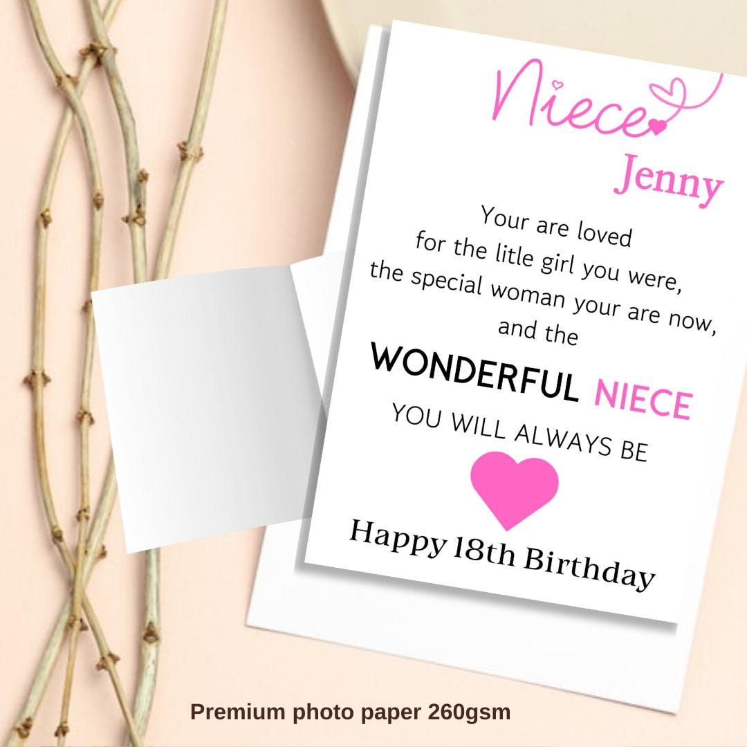 Personalised Niece Birthday Card Quote Coming of Age 21st 18th 16th 30th 40th Wonderful Niece Card for her