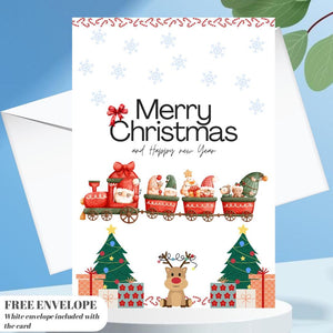 Christmas Card | Santa Train Xmas greeting Card | santa gift Card | Personalised Card name and age | For both of you | Santa Christmas card