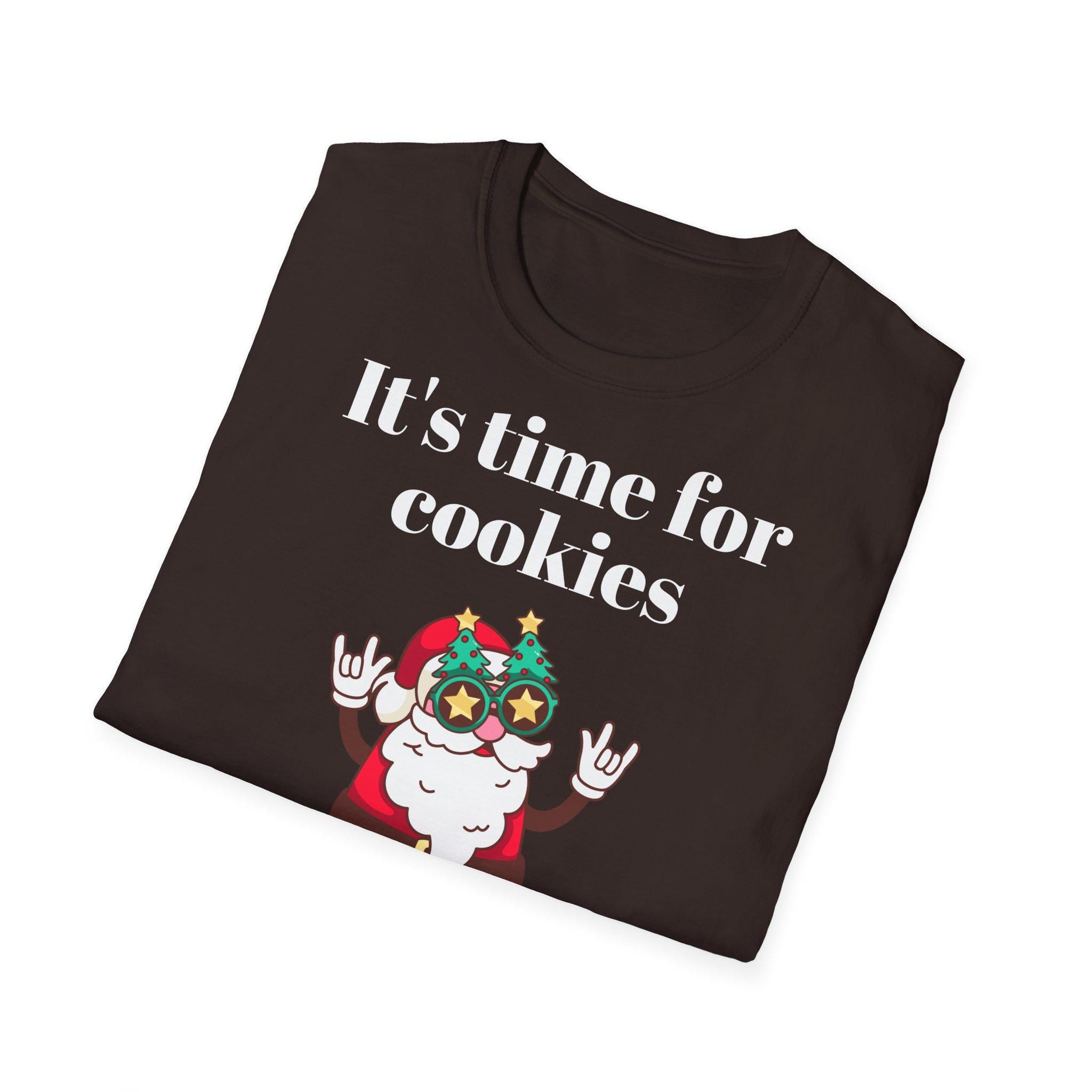 Christmas Santa Funny T-Shirt, Cookies Gift Awesome Unisex Softstyle Tee, Holiday Apparel, Xmas Shirt, Festive Clothing, Winter Top