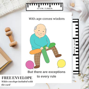 Funny Birthday Card for Him: Eternally Young at Heart Card for Him, greeting card for husband, best friend, father, uncle, card