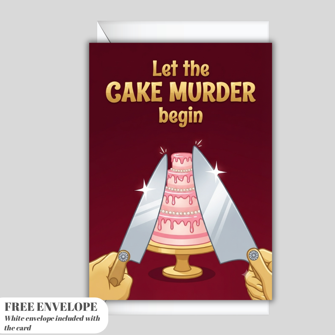 Happy Birthday Card, Cake Card, Funny Birthday Greeting Cards, Unique Cake Murder Birthday Gift, Quirky Stationery