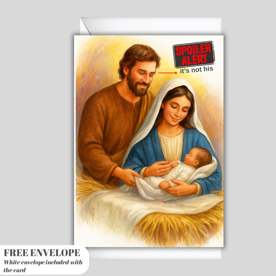 Funny Spoiler Alert Christmas Card – Humorous Holiday Greeting Card for Friends, Family, or Coworkers – Funny Xmas Card Witty Christmas Gift
