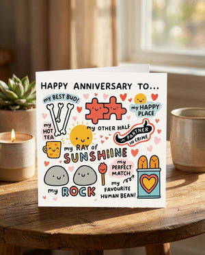 Anniversary Greeting Card – Cute Funny Anniversary Card, Happy Anniversary Card for Boyfriend Girlfriend, Cute Couple Card, Partner Gift