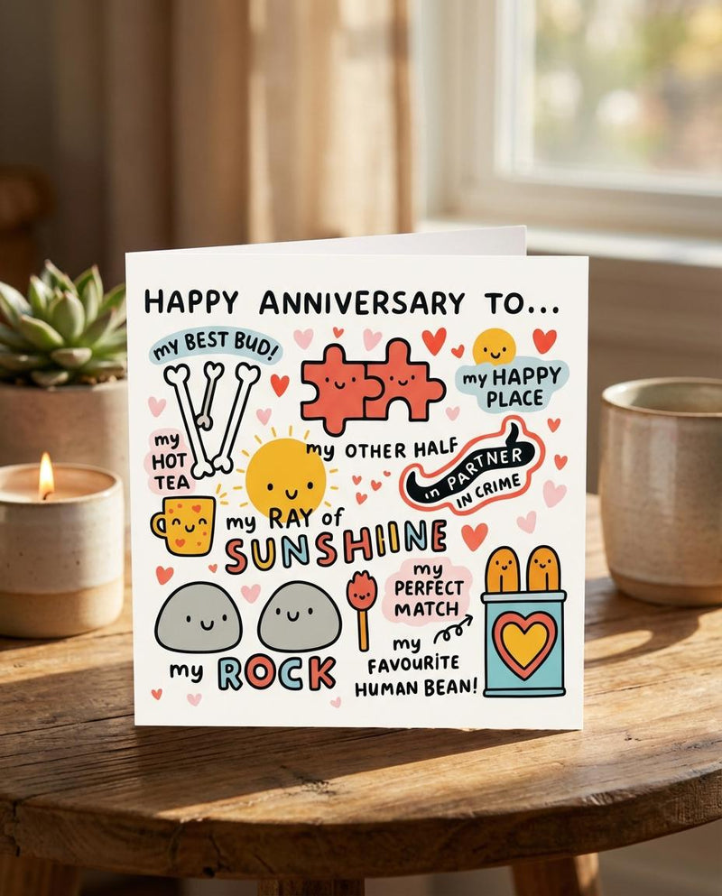 Anniversary Greeting Card – Cute Funny Anniversary Card, Happy Anniversary Card for Boyfriend Girlfriend, Cute Couple Card, Partner Gift