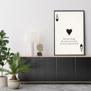 Motivational Wall Poster Print – Playing Card Quote Art, Cool Poster for Room Decor, Minimal Frame Poster