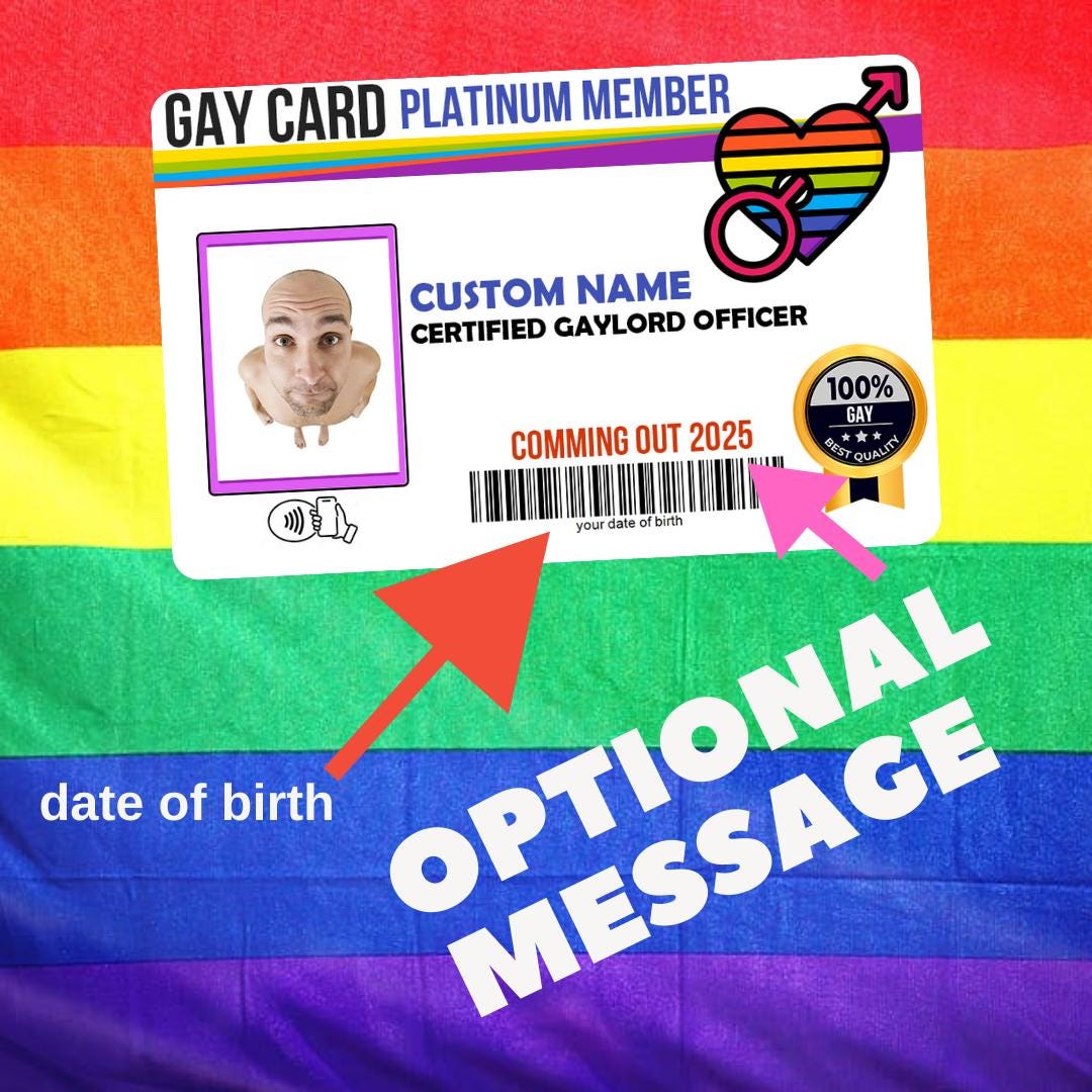 Personalized Gay Card: Platinum Membership Prank Gift with Digital Wallet