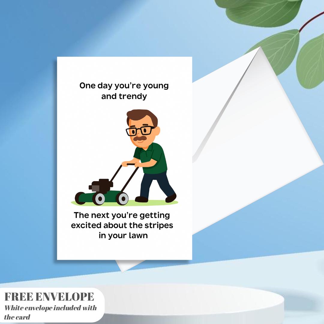 Funny Lawn Stripes Birthday Card for Him, greeting card for husband, best friend, father, uncle, card that make you smile (A5 size)