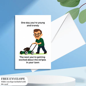 Funny Lawn Stripes Birthday Card for Him, greeting card for husband, best friend, father, uncle, card that make you smile (A5 size)