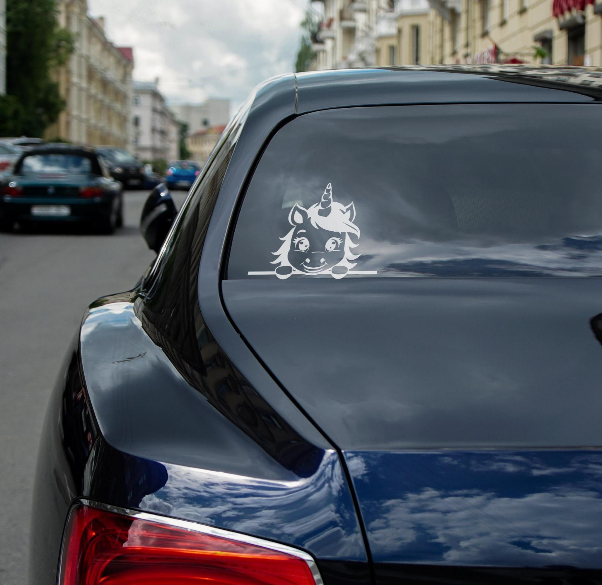 Peeking Unicorn Car Decal: Weatherproof Vinyl Sticker