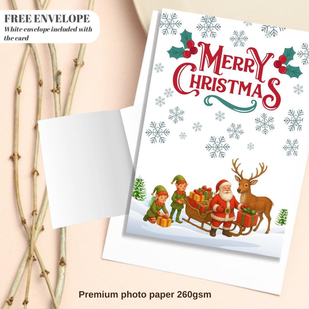 Christmas Card | Santa Team Xmas greeting Card | santa gift Card | For both of you | Santa Christmas card