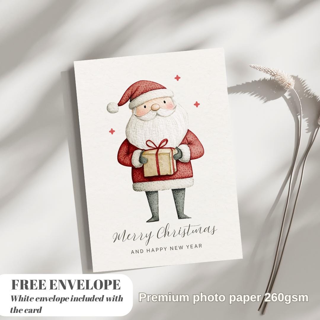 Christmas Card | Marry Xmas greeting Card | santa gift Card | Personalised Card name and age | For both of you | Santa Christmas card