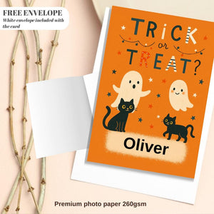 Personalised Halloween Card - Trick or Treat- Cheeky Gift For Sister Brother Friends
