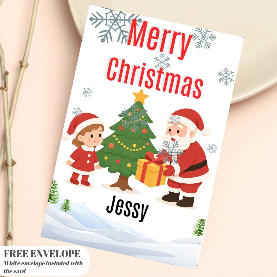Christmas Card for niece | Marry Xmas Card | Sheep Card | Personalised Card | For both of you | Santa card