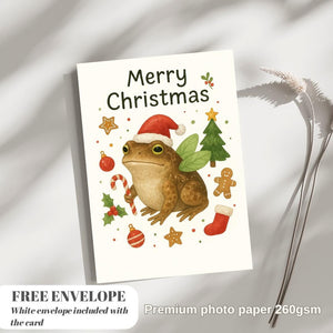 Frog Christmas Card | Marry Christmas Grumpy Card | frog santa gift Card | For frog lovers