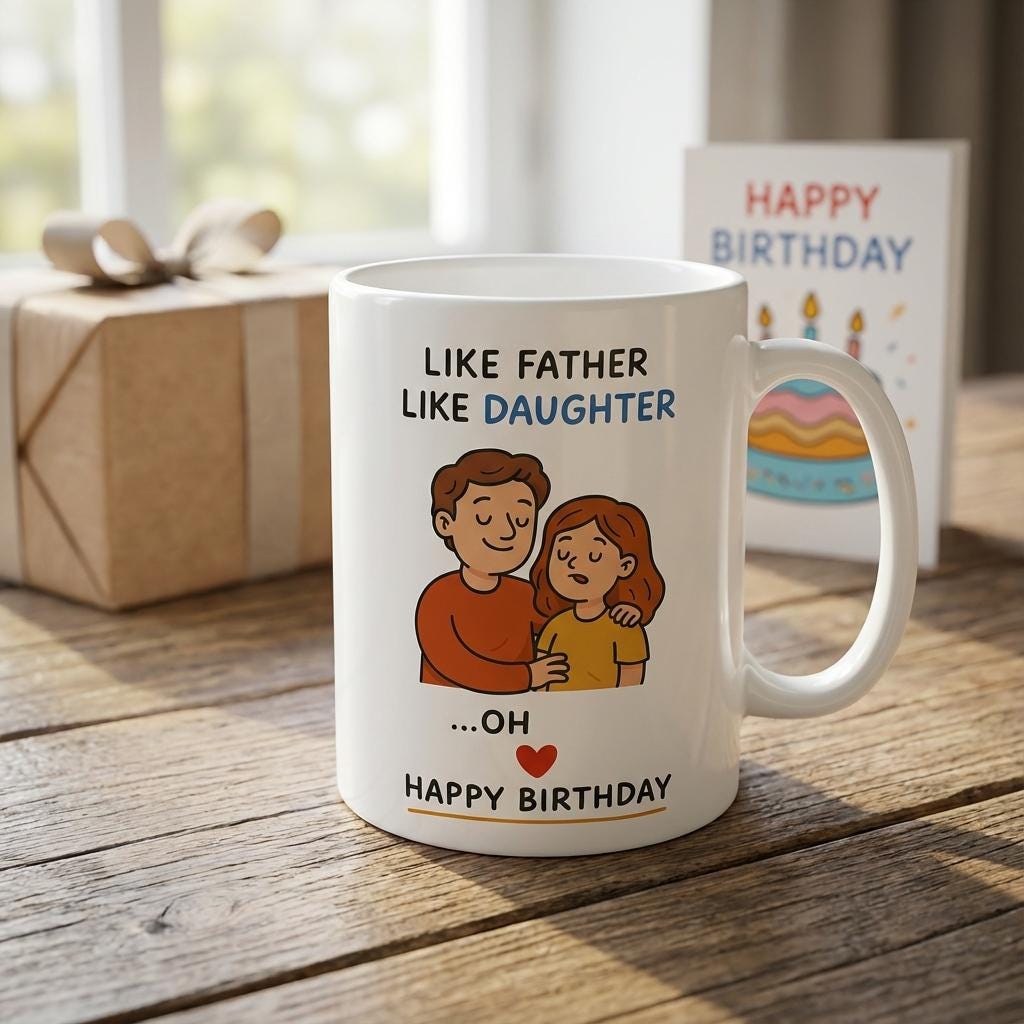 Funny Dad Birthday Gift Mug Like Father Like Daughter Mug, Oh Shit Funny Mug, Dad Gift from Daughter, Happy Birthday Dad Cup, Father Mug