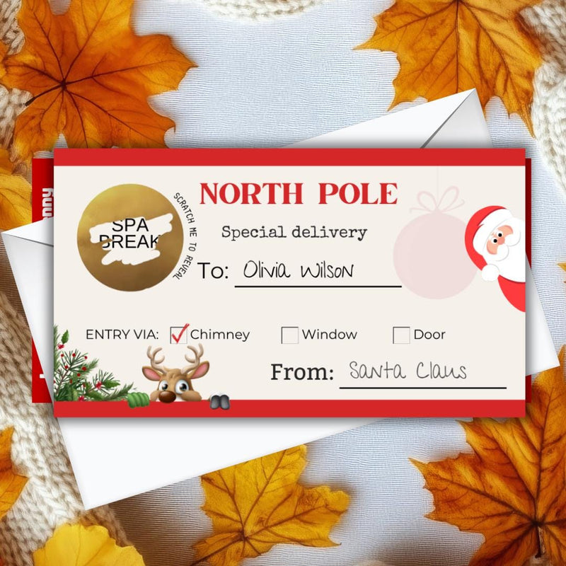 Personalized Christmas Scratch-Off Reveal Card | North Pole Secret Santa, Christmas Gift, Special delivery, Santa Claus scratch cards gift