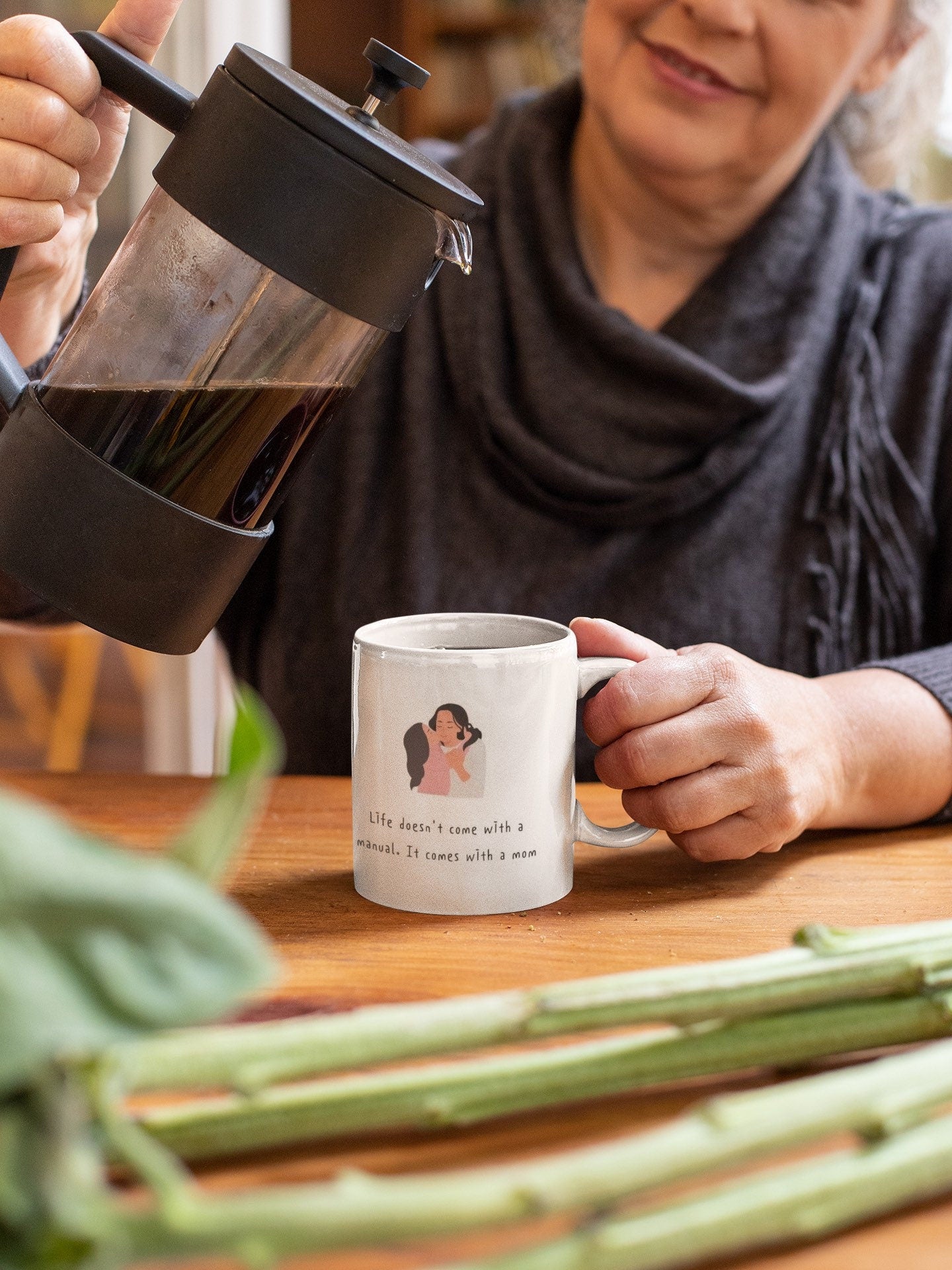 Personalized Ceramic Mug: 'Life Doesn't Come With a Manual, It Comes With a Mom'