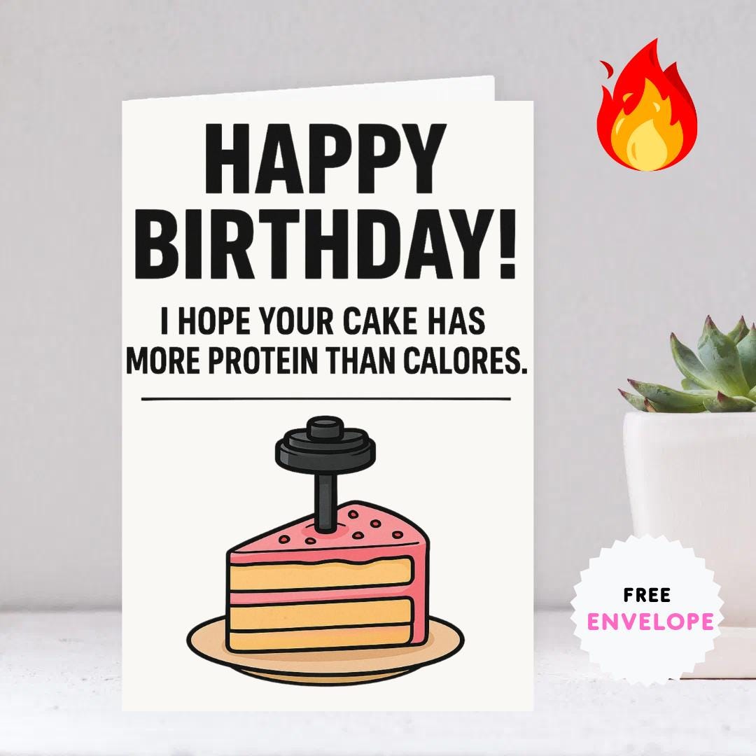 Gym Birthday Card – Funny Gym Lovers Card – Gym Gift for Him & Her – Gym Bro Greeting Card – Fitness Gift for Men – Workout Lover Birthday