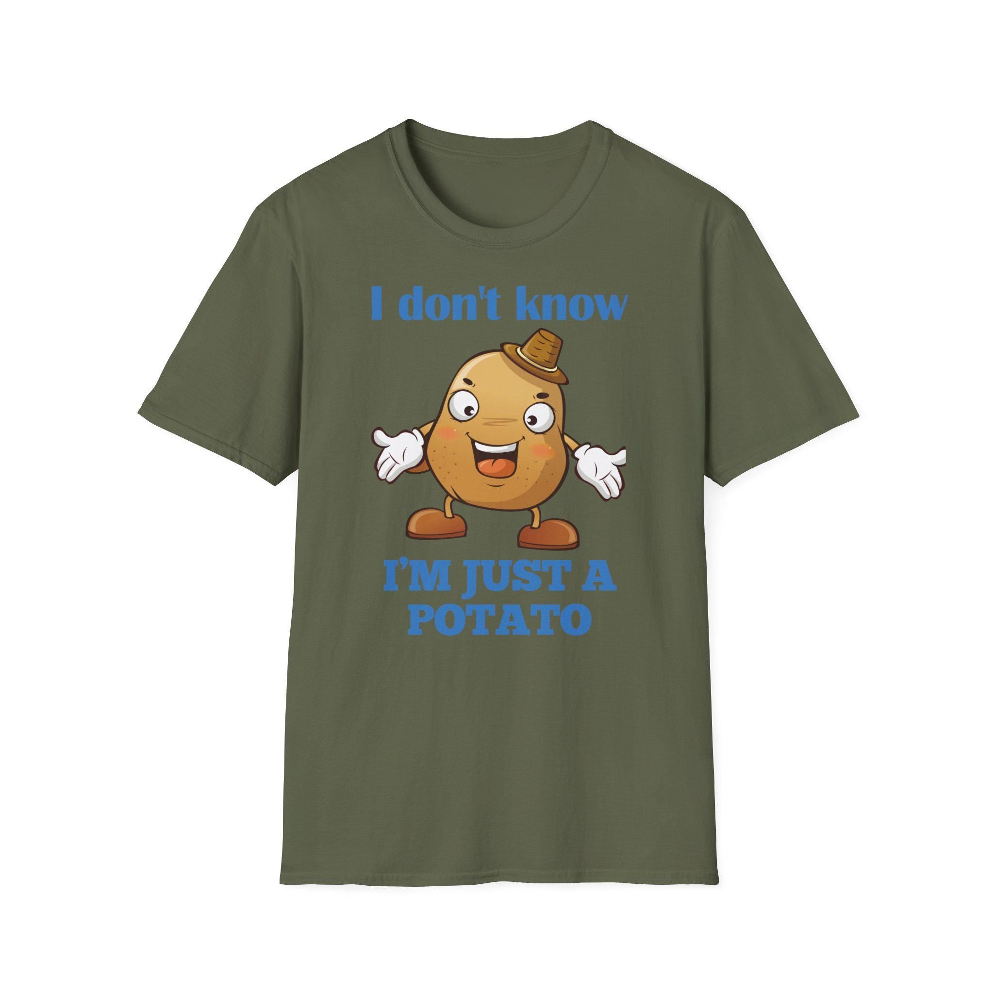 Potato Shirt, Funny Potato Lover Gifts, I Don't Know I'm Just a Potato, Cute Spud Tshirt, Cartoon Potato Meme T Shirt, Humorous Vegetable