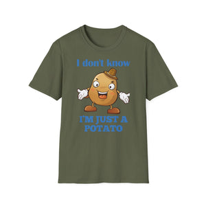 Potato Shirt, Funny Potato Lover Gifts, I Don't Know I'm Just a Potato, Cute Spud Tshirt, Cartoon Potato Meme T Shirt, Humorous Vegetable