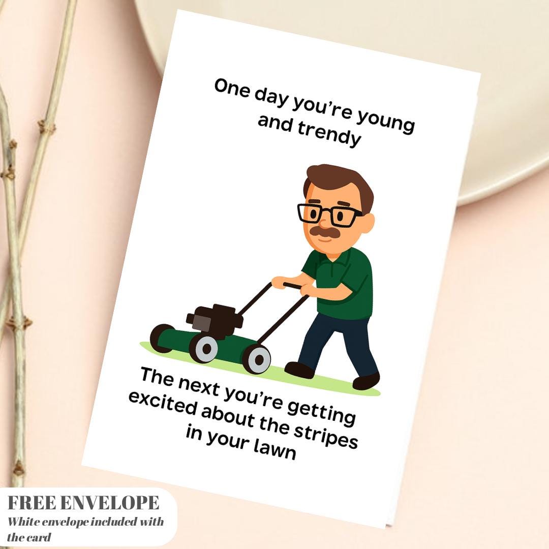 Funny Lawn Stripes Birthday Card for Him, greeting card for husband, best friend, father, uncle, card that make you smile (A5 size)