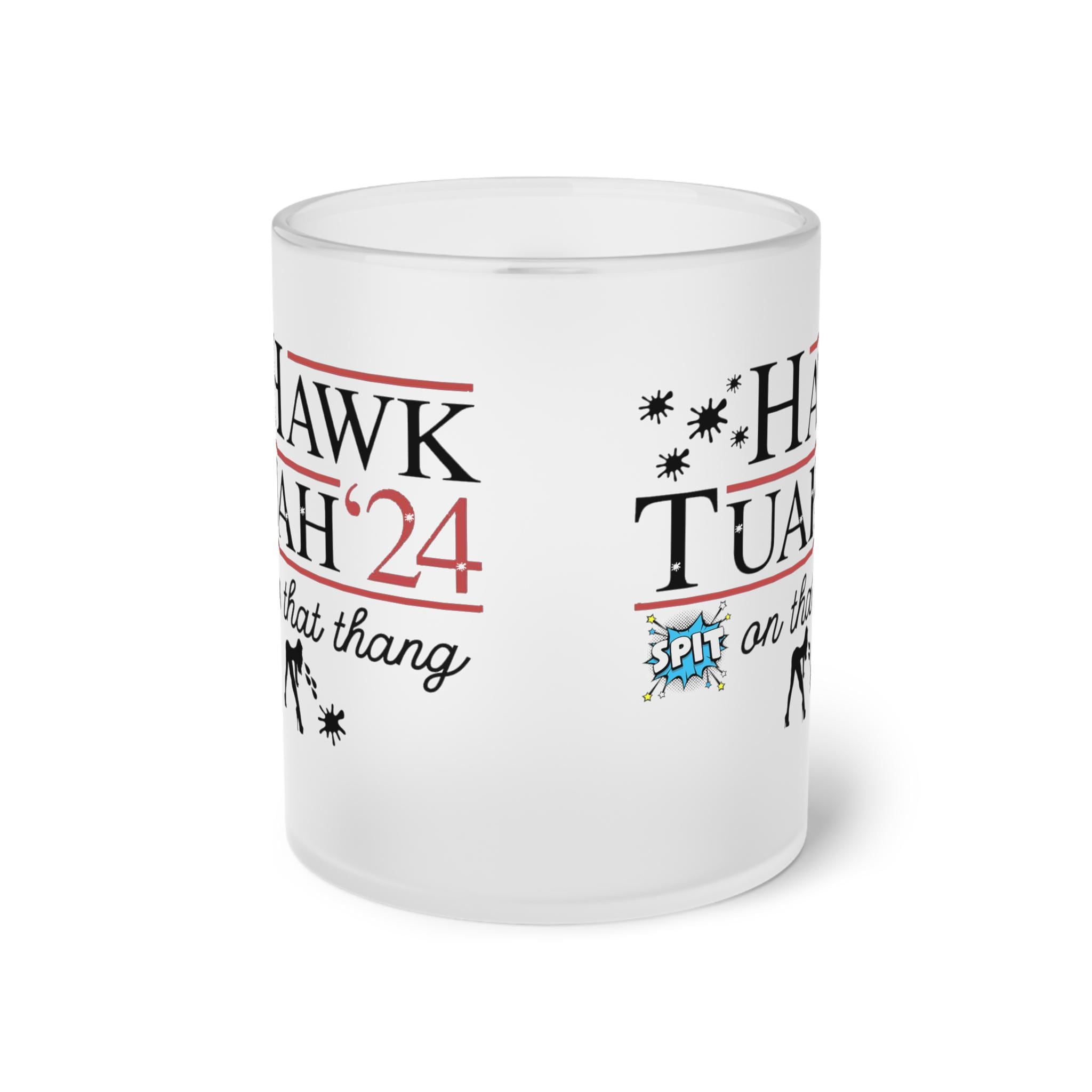 Frosted Glass Mug Hawk tuah girl Mug, funny meme mug viral 11oz