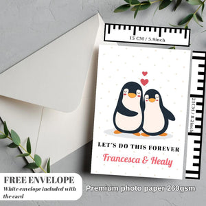 Penguin Love Card Personalised Card Greeting Card for him and her card greeting card birthday gift penguin card boyfriend valentines card