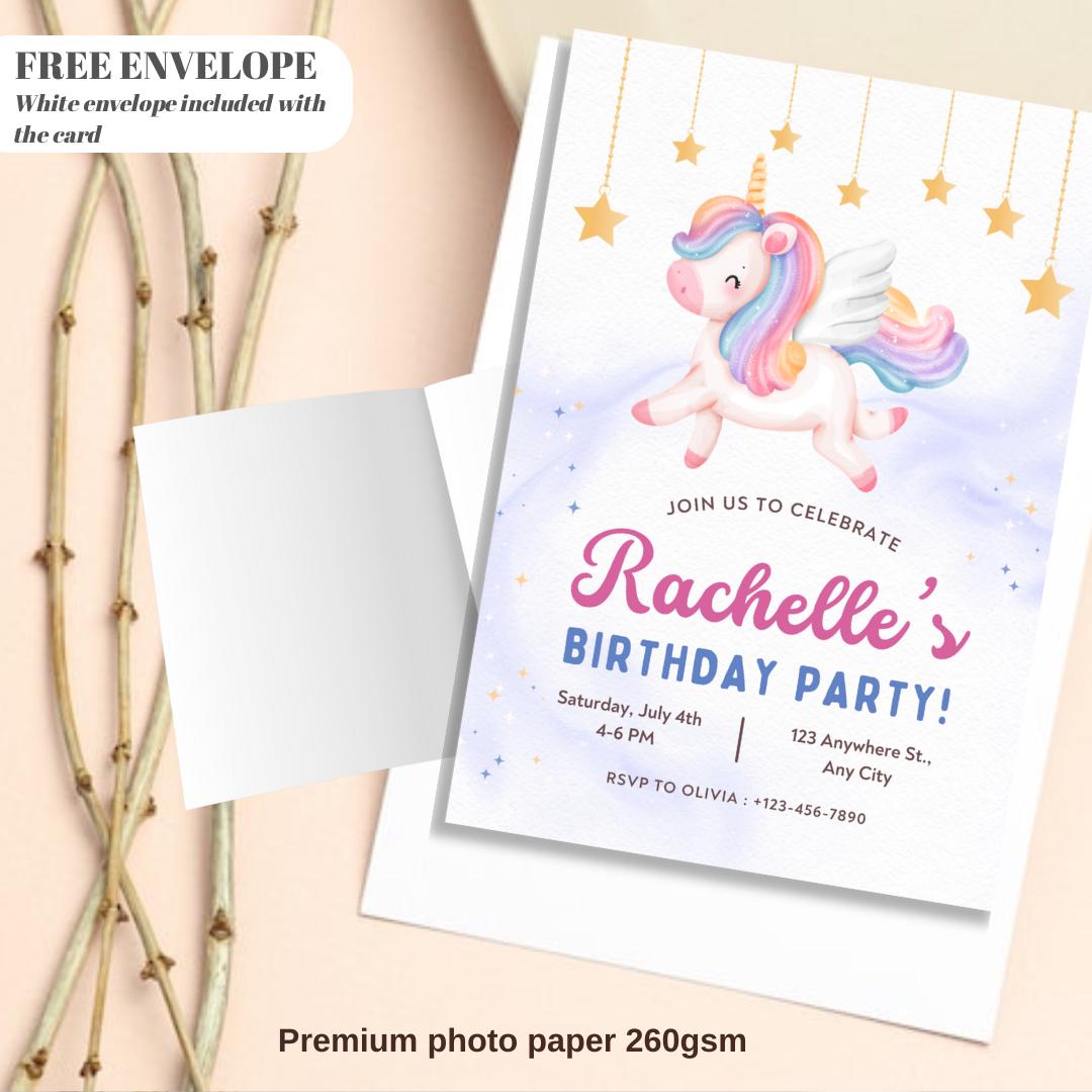 Unicorn birthday card invitation Personalised Custom invitation for birthday party unicorn style invitation card with lovely Unicorn