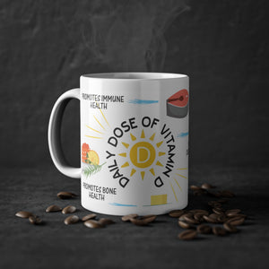Vitamin D Mug: Glossy Ceramic Coffee Cup, Health Gift