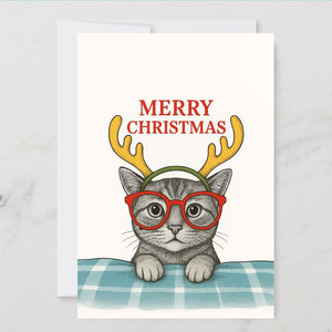 Funny Cat Lovers Christmas Card - Christmas Cat funny - Funny Xmas Cards For Cat Lovers - Cat on blanket , cat mums Funny