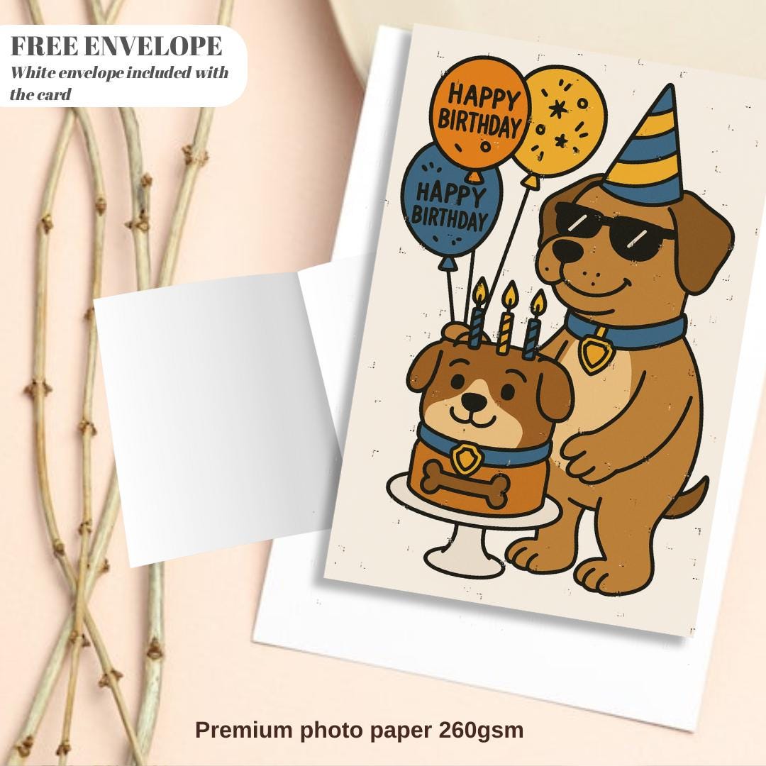 Dog Birthday Card – Cute Funny Greeting Card for Dog Lovers, Happy Birthday Pup, Card for Him or Her