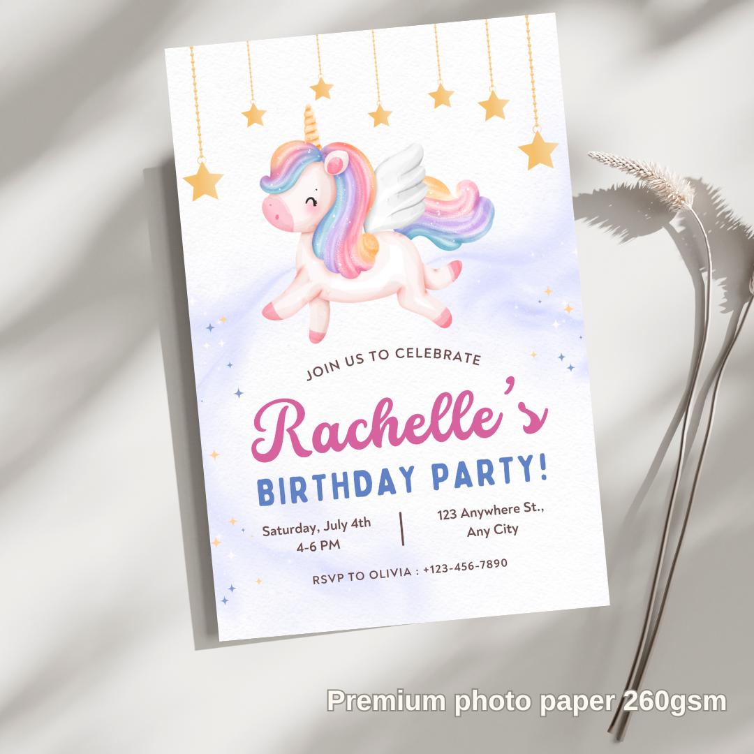 Unicorn birthday card invitation Personalised Custom invitation for birthday party unicorn style invitation card with lovely Unicorn
