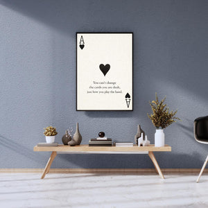 Motivational Wall Poster Print – Playing Card Quote Art, Cool Poster for Room Decor, Minimal Frame Poster