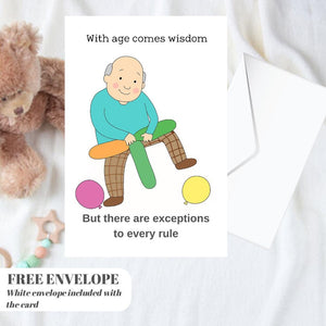 Funny Birthday Card for Him: Eternally Young at Heart Card for Him, greeting card for husband, best friend, father, uncle, card