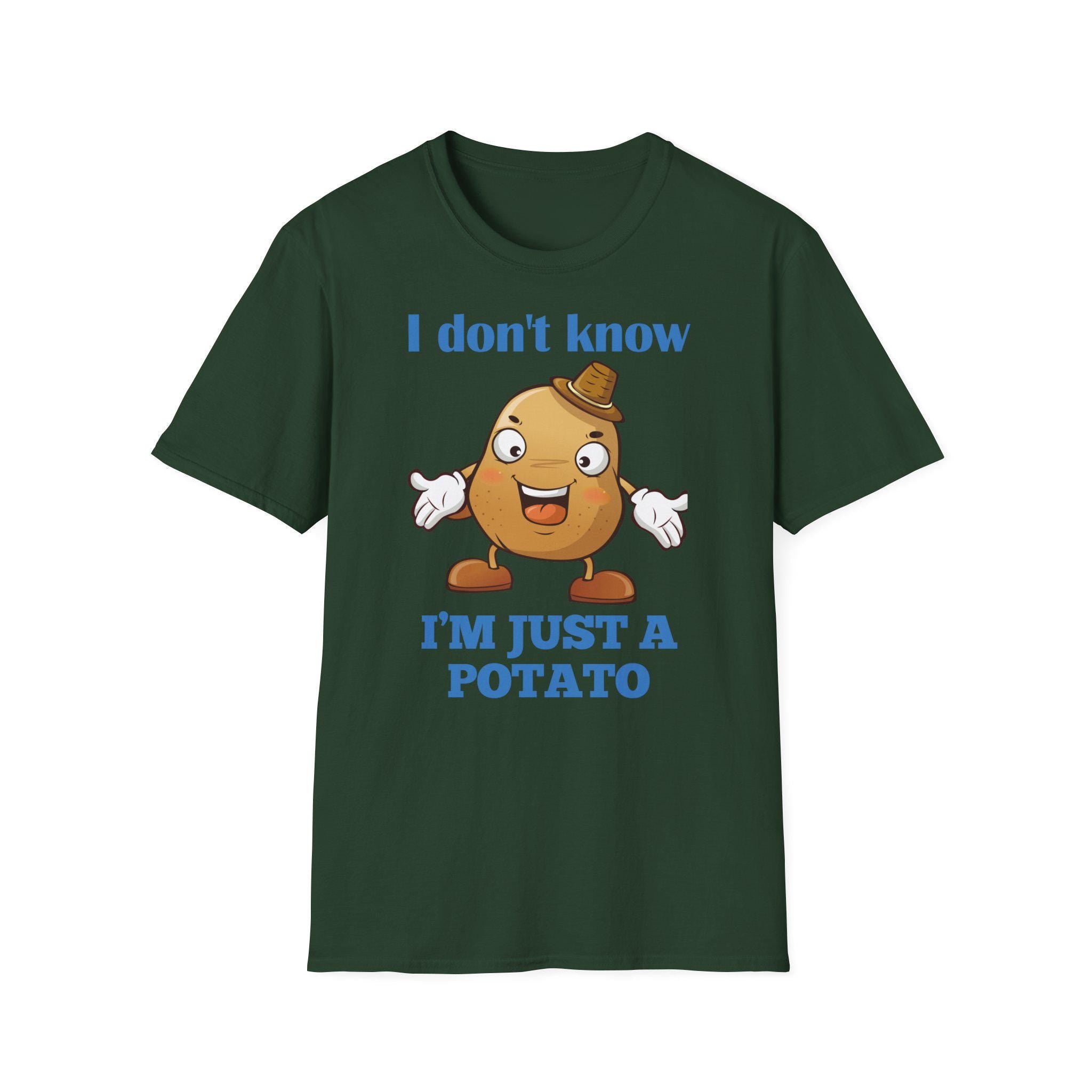 Potato Shirt, Funny Potato Lover Gifts, I Don't Know I'm Just a Potato, Cute Spud Tshirt, Cartoon Potato Meme T Shirt, Humorous Vegetable